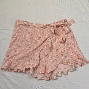 Cotton Candy LA pink floral wrap skort